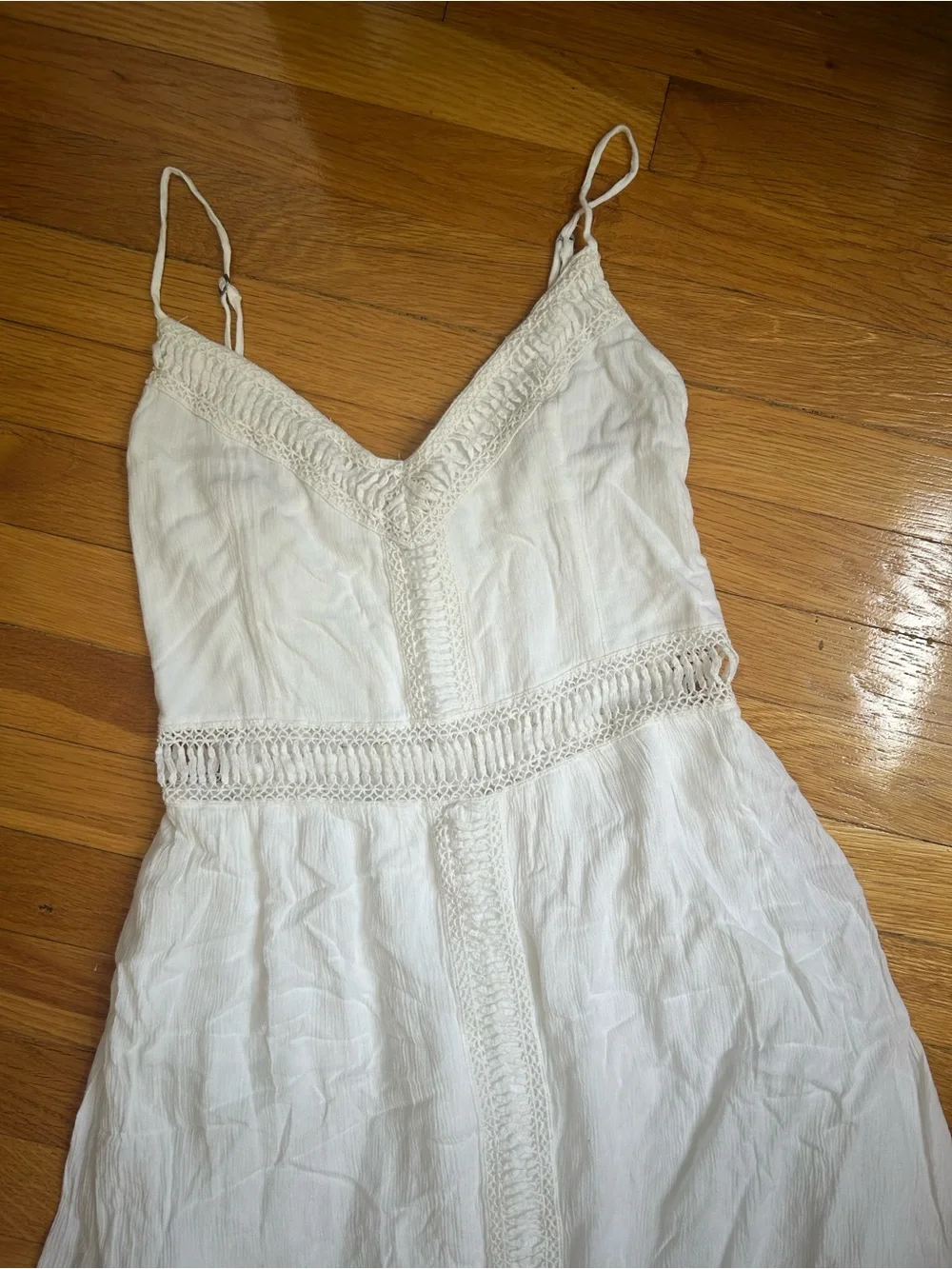 Abercrombie & Fitch White Crochet-Trim Maxi Dress